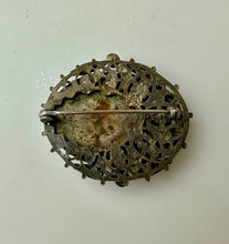 Load image into Gallery viewer, Vintage Victorian Peking Glass Cabochon Rhinestone Brooch Pin (1.75")
