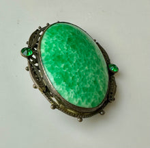 Load image into Gallery viewer, Vintage Victorian Peking Glass Cabochon Rhinestone Brooch Pin (1.75")
