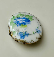 Load image into Gallery viewer, Vintage Hand Painted Floral Porcelain Brooch Pin (2.5")
