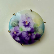 Load image into Gallery viewer, Vintage Hand Painted Floral Porcelain Brooch Pin (1.25")
