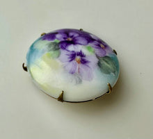 Load image into Gallery viewer, Vintage Hand Painted Floral Porcelain Brooch Pin (1.25")
