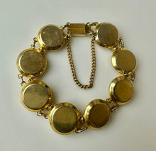 Load image into Gallery viewer, Vintage Gold Plated Damascene Button Link Bracelet (7.5&quot;)
