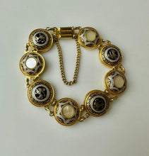 Load image into Gallery viewer, Vintage Gold Plated Damascene Button Link Bracelet (7.5&quot;)
