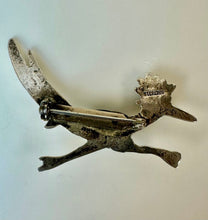 Load image into Gallery viewer, Vintage Native American Sterling Turquoise Roadrunner Brooch Pin (2.25&quot;)
