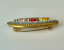 Load image into Gallery viewer, Vintage Italian Millefiori Micro Mosaic Floral Brooch Pin (2")
