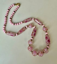 Load image into Gallery viewer, Vintage Murano Wedding Cake Pink Venetian Glass Bead Necklace (23&quot;)
