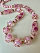 Load image into Gallery viewer, Vintage Murano Wedding Cake Pink Venetian Glass Bead Necklace (23&quot;)
