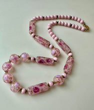 Load image into Gallery viewer, Vintage Murano Wedding Cake Pink Venetian Glass Bead Necklace (23&quot;)

