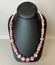Load image into Gallery viewer, Vintage Murano Wedding Cake Pink Venetian Glass Bead Necklace (23&quot;)
