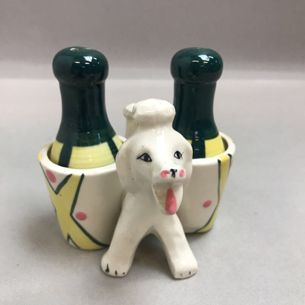 Vintage Poodle Dog Holder Salt & Pepper Shakers (4