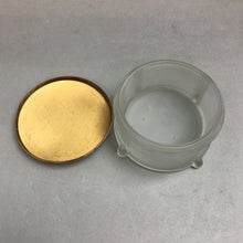 Load image into Gallery viewer, Vintage Art Deco Footed Ribbed Satin Glass Powder Dresser Jar With Metal Lid (2x4)
