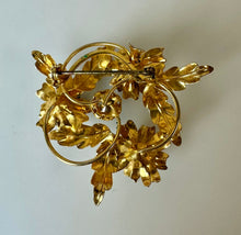 Load image into Gallery viewer, Vintage Austrian Goldtone Glass Flower Rhinestone Brooch Pin (2&quot;)
