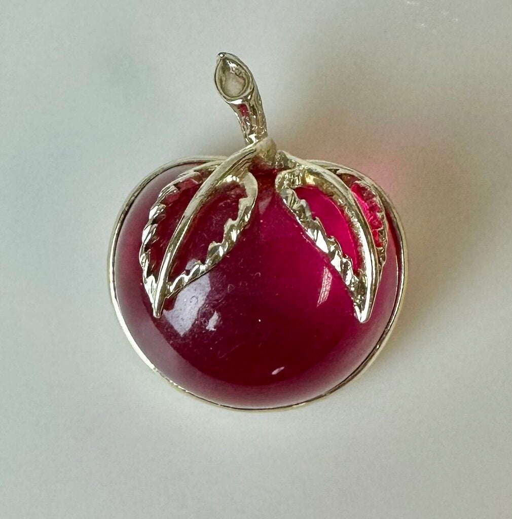 Vintage Sarah Cov Lucite Bubble Apple Brooch Pin (1.5