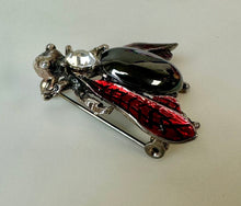 Load image into Gallery viewer, Vintage Hematite Rhinestone Enamel Bee Brooch Pin (1.5&quot;)
