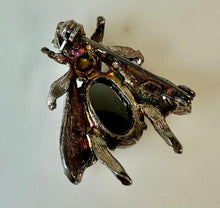 Load image into Gallery viewer, Vintage Hematite Rhinestone Enamel Bee Brooch Pin (1.5&quot;)
