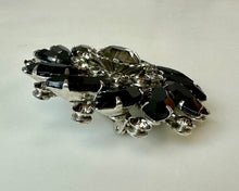 Load image into Gallery viewer, Vintage Gray &amp; Black Rhinestone Flower Brooch Pin (2&quot;)

