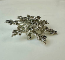 Load image into Gallery viewer, Vintage Gray &amp; Clear Rhinestone Snowflake Brooch Pin (2&quot;)
