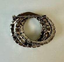 Load image into Gallery viewer, Vintage Shades of Blue Rhinestone Interlocking Circles 1.5&quot; Brooch Pin w/ 1&quot; Earrings Set
