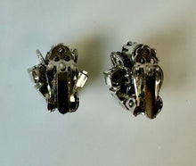 Load image into Gallery viewer, Vintage Baby Blue Rhinestone Flowers 2" Brooch Pin w/ 0.75" Earrings Set

