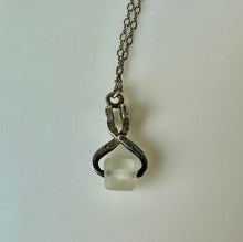 Load image into Gallery viewer, Vintage Sterling Lucite Ice Cube in Tongs Pendant on 16&quot; Chain
