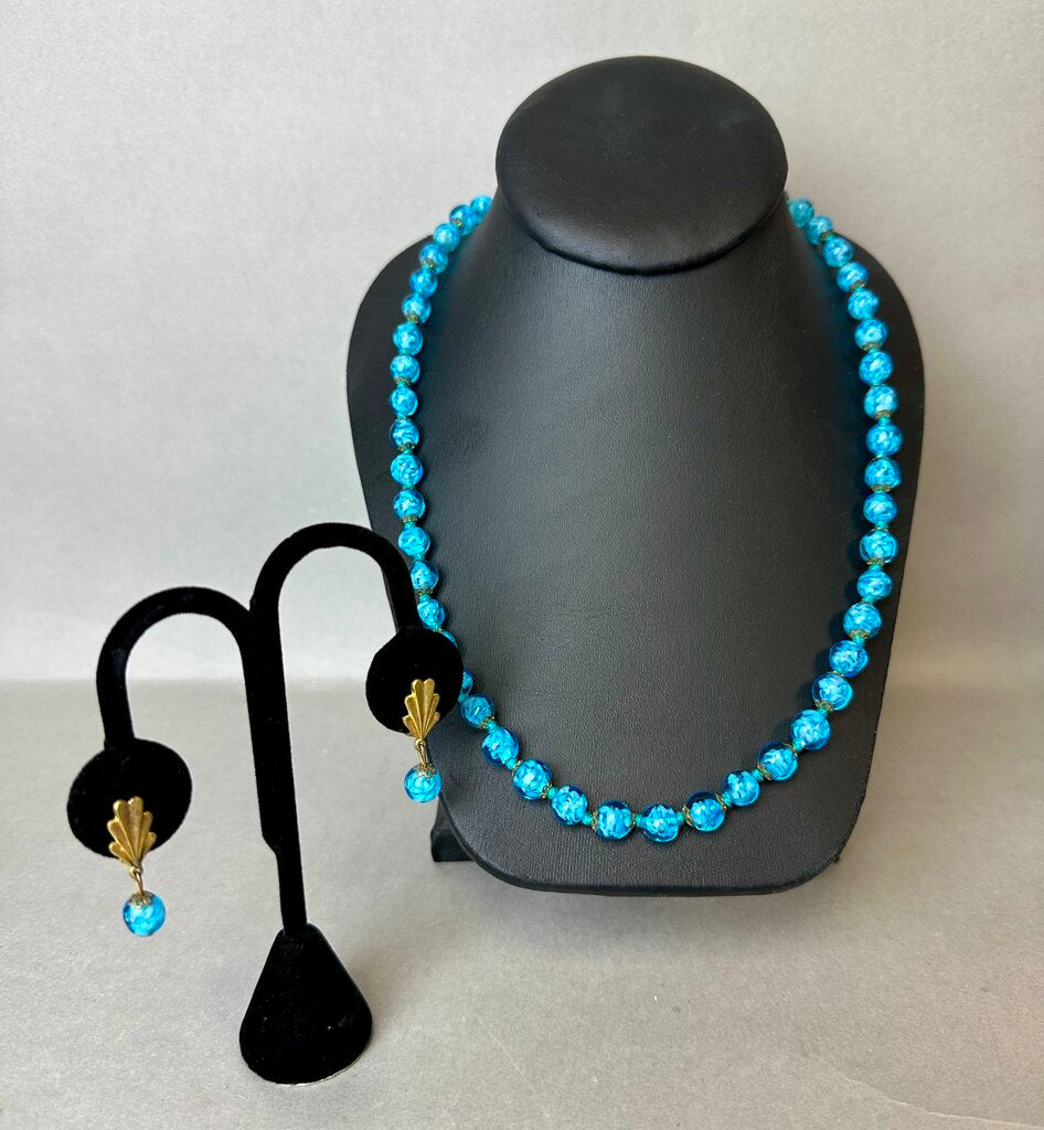 Vintage Blue Venetian Glass Bead 22