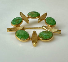 Load image into Gallery viewer, Vintage Gold Filled Jade Circle Brooch Pin (1.25")
