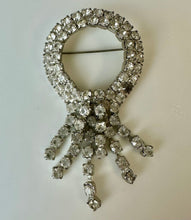 Load image into Gallery viewer, Vintage Clear Rhinestone Waterfall Brooch Pin (3")
