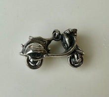 Load image into Gallery viewer, Vintage Sterling Vespa Scooter Pendant w/ Moveable Wheels (1.25&quot;)

