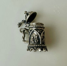 Load image into Gallery viewer, Vintage Beau Sterling Beer Stein Pendant w/ Hinged Lid (1")
