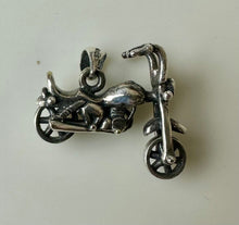 Load image into Gallery viewer, Vintage Sterling Motorcycle Chopper Pendant w/ Moveable Wheel (1")
