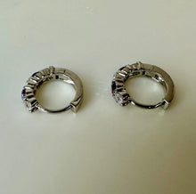 Load image into Gallery viewer, Sterling Amethyst Cubic Zirconia Hoop Earrings

