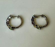 Load image into Gallery viewer, Sterling Amethyst Topaz Garnet Peridot Hoop Earrings
