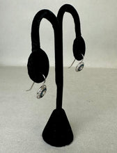 Load image into Gallery viewer, Sterling London Blue Topaz Cubic Zirconia Halo Earrings
