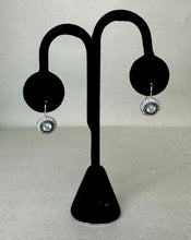 Load image into Gallery viewer, Sterling London Blue Topaz Cubic Zirconia Halo Earrings
