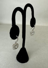 Load image into Gallery viewer, Sterling Princess Cut Halo Cubic Zirconia Earrings
