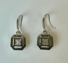 Load image into Gallery viewer, Sterling Princess Cut Halo Cubic Zirconia Earrings
