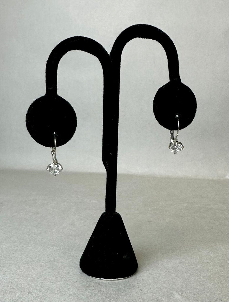 Sterling Round Cubic Zirconia Drop Earrings