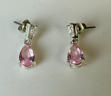 Load image into Gallery viewer, Sterling Pink Cubic Zirconia Drop Earrings
