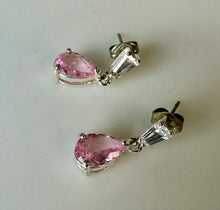 Load image into Gallery viewer, Sterling Pink Cubic Zirconia Drop Earrings
