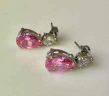Load image into Gallery viewer, Sterling Pink Cubic Zirconia Drop Earrings
