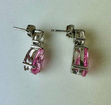 Load image into Gallery viewer, Sterling Pink Cubic Zirconia Drop Earrings
