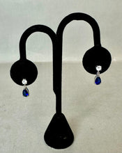 Load image into Gallery viewer, Sterling Cubic Zirconia Simulated Sapphire Drop Earrings
