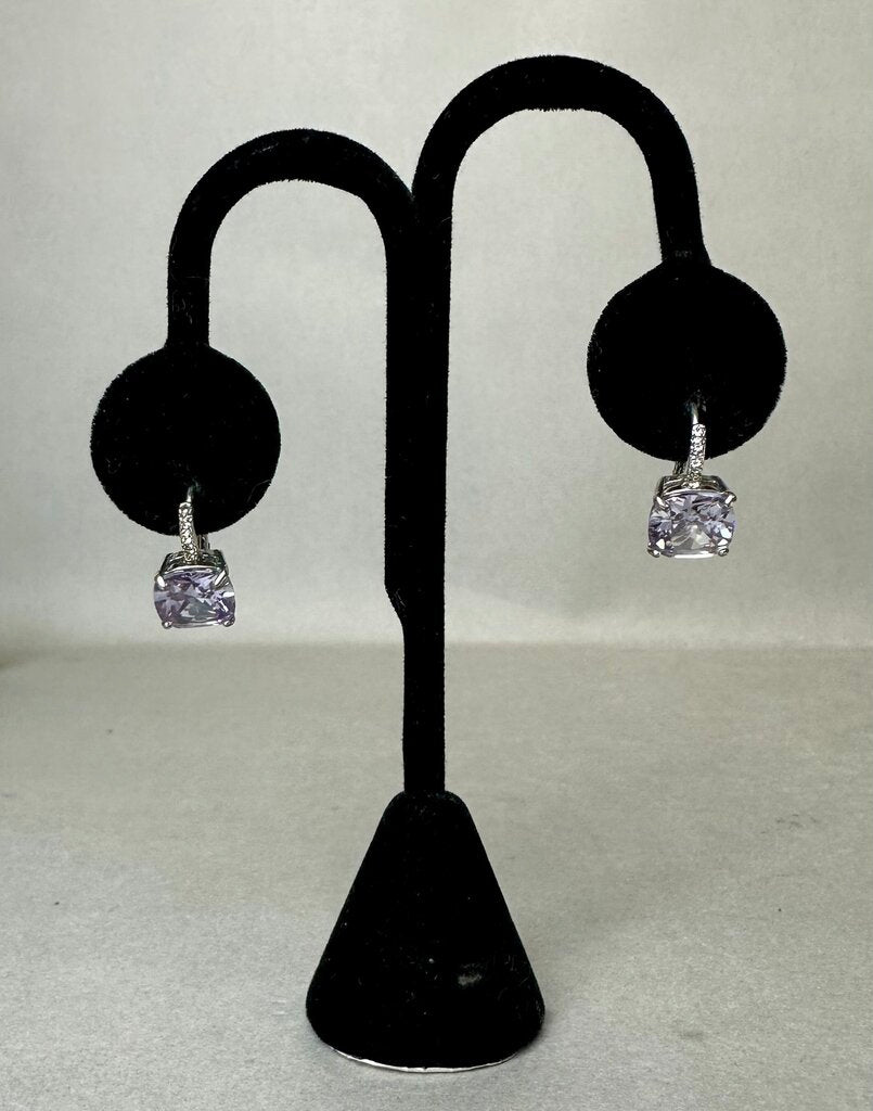 Sterling Amethyst Cubic Zirconia Earrings