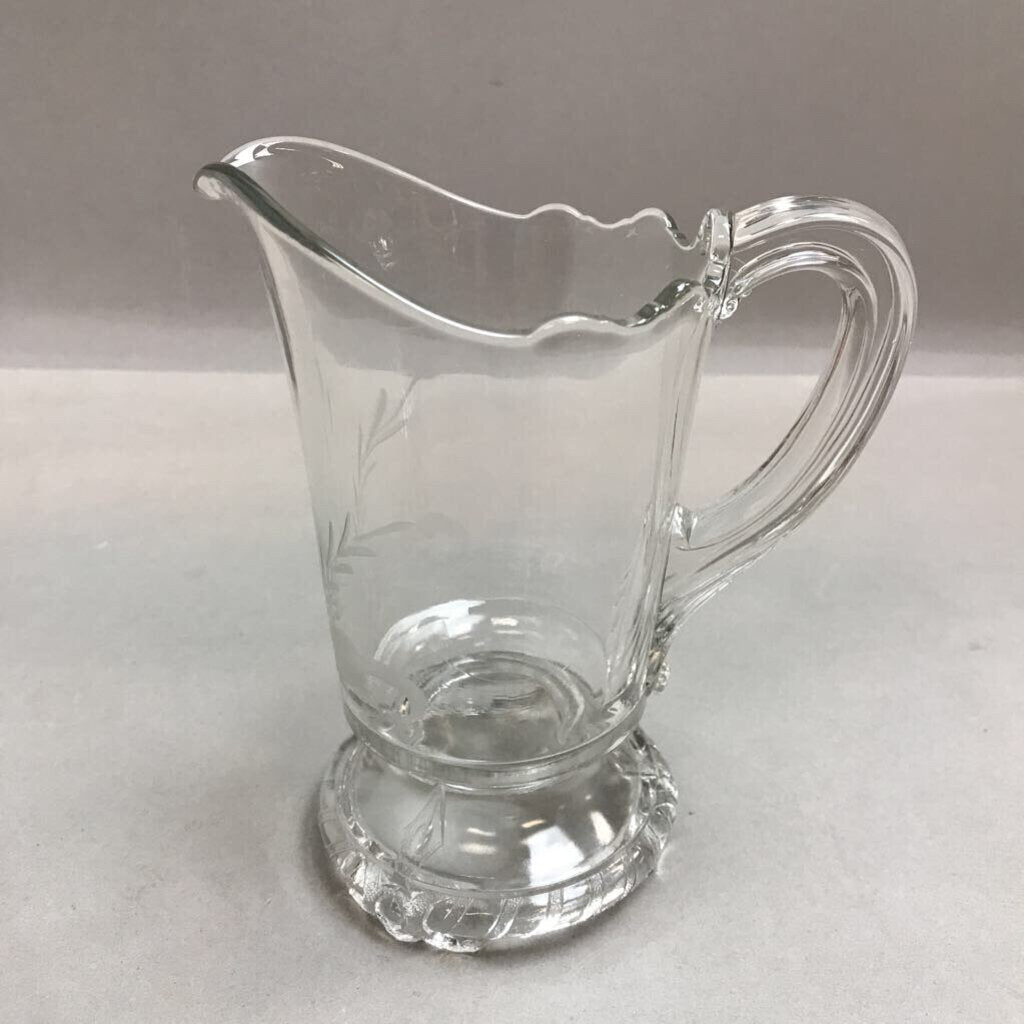 Pedestal Etched Clear Glass Pitcher/Creamer (6
