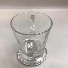 Load image into Gallery viewer, Vintage Etched Clear Glass Sugar Bowl with Handles (6&quot;)
