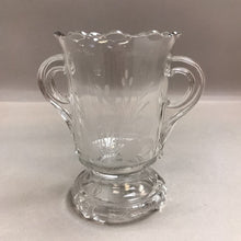 Load image into Gallery viewer, Vintage Etched Clear Glass Sugar Bowl with Handles (6&quot;)
