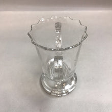 Load image into Gallery viewer, Vintage Etched Clear Glass Sugar Bowl with Handles (6&quot;)
