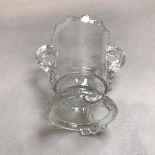 Load image into Gallery viewer, Vintage Etched Clear Glass Sugar Bowl with Handles (6&quot;)
