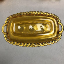 Load image into Gallery viewer, Vintage Amber Glass Sugar &amp; Creamer with Underplate (3&quot;)
