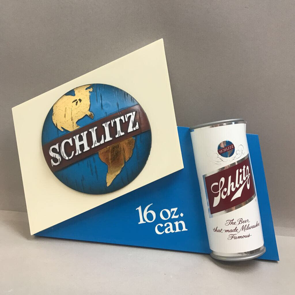 Vintage 1970s Schlitz Beer 16oz. Advertising Bar Wall Sign Can (10x12)